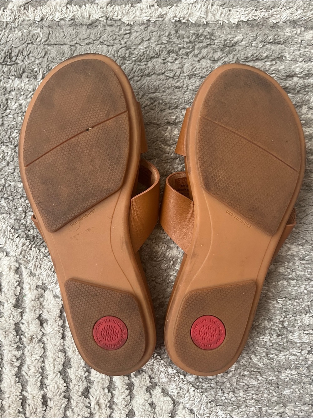 Fitflop GRACIE Buckle Two-Bar Leather Slides Light Brown - Size 8 Summer Resort - Picture 5 of 5
